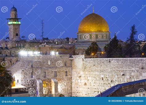 Jerusalem at night stock photo. Image of dome, western - 38328086