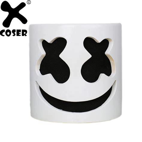 XCOSER DJ Superstar Marshmello Helmet White Latex Full Head Face Mask High Quality Halloween ...