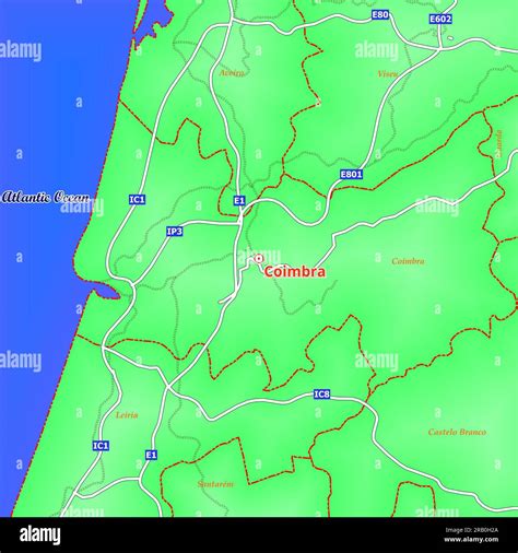 Map of Coimbra City in Portugal Stock Photo - Alamy