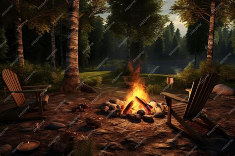 Premium AI Image | Fireside Fables camping background photo