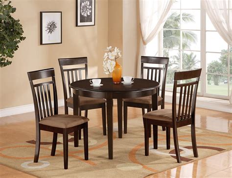 5 PC ROUND KITCHEN DINETTE TABLE & 4 CHAIRS CAPPUCCINO | eBay