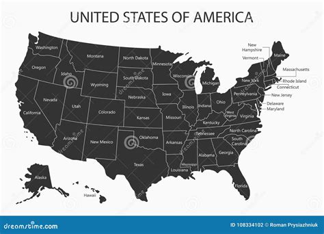 Mapa De Los E.E.U.U. Con Nombres De Los Estados Cartografía De Los Estados Unidos De América ...