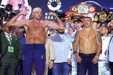 Max Boxing - News - Champions Tyson Fury and Oleksandr Usyk weigh-in ...