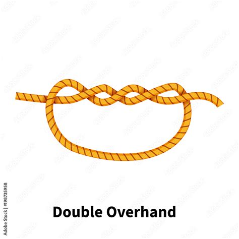 Double Overhand sea knot. Bright colorful how-to guide on white Stock Vector | Adobe Stock