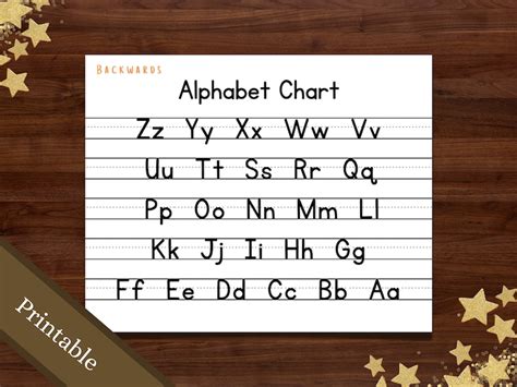 Backwards ABC Chart / Printable Alphabet Chart / Alphabet Chart ...