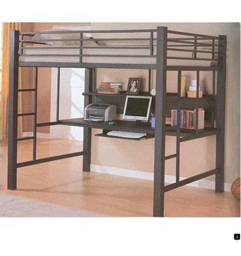 Metal Bunk Bed With Desk - Full Max Metal Loft Bed With Desk Blue Room ...