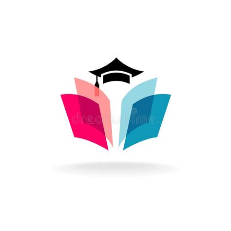 Education Logo Concept with Graduation Cap and Open Book Pages. Stock Vector - Illustration of ...