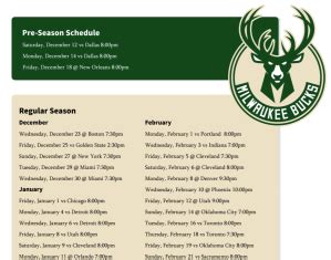 Printable Milwaukee Bucks game schedule for 2020-21 (and TV schedule ...