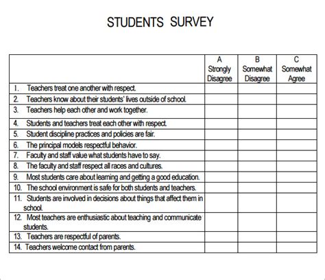 8 Sample Student Survey Templates to Download | Sample Templates