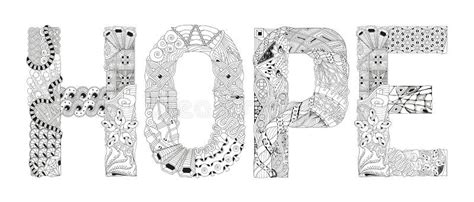 Word HOPE for Coloring. Vector Decorative Zentangle Object Stock Vector ...