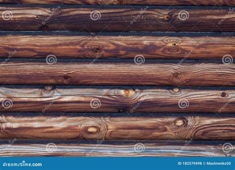 Natural Planed Wood Texture. Rustic Round Painted Log Wall Horizontal ...