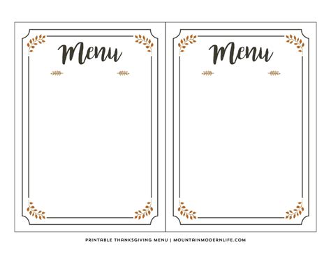 Free Printable Menu Template Room Surf Pertaining To Blank Dinner Menu ...