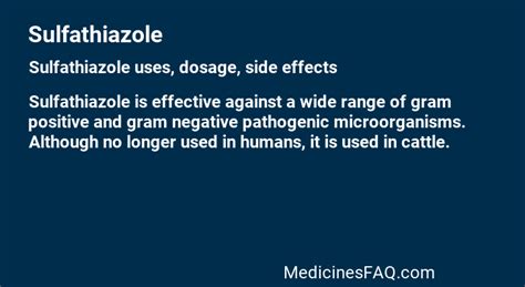 Sulfathiazole: Uses, Dosage, Side Effects, FAQ - MedicinesFAQ