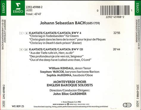 John Eliot Gardiner - Bach Cantatas & Other Vocal Works - Discography Part 1