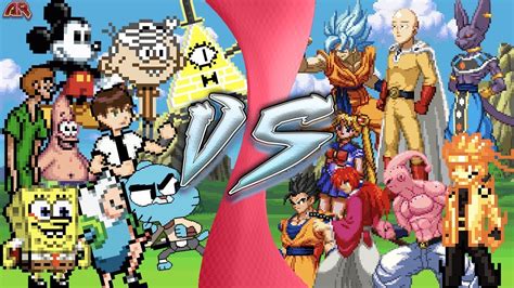 CARTOON vs ANIME TOTAL WAR (Bill Cipher, Gumball, Spongebob, Ben 10 vs Goku, Saitama, Naruto ...