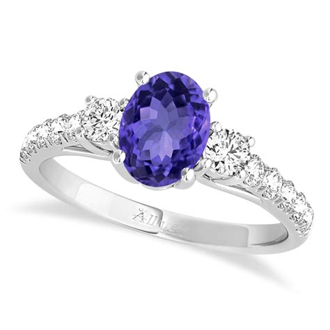 Oval Cut Tanzanite & Diamond Engagement Ring 14k White Gold (1.40ct) - NG11446