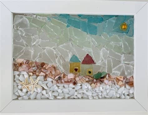 Beach Glass Mosaic on Picture Frame – www.libraryarts.com