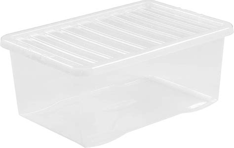 Wham 45 Liter Storage Clear Heavy Duty Plastic Storage Box Boxes With ...