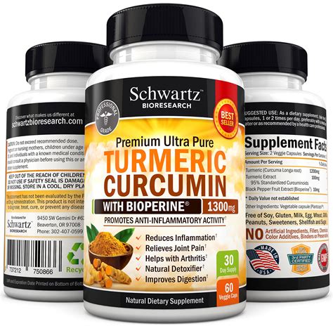 Turmeric Curcumin 1300mg with Bioperine 95 Standardized Curcuminoids Extra | eBay