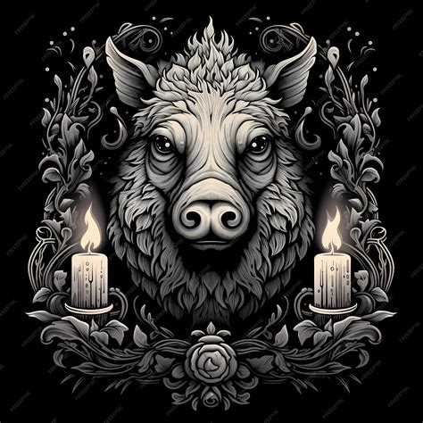 Premium AI Image | boar head of a pig tattoo illustration