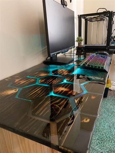 NV Luxe Resin Desk / Epoxy resin River table / Computer Desk / Live ...