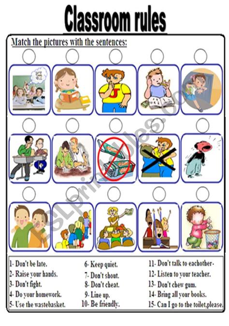 classroom rules - ESL worksheet by bolflayke