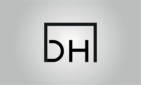 Letter DH logo design. DH logo with square shape in black colors vector free vector template ...