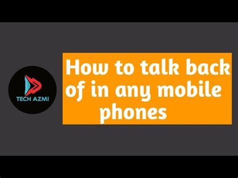 How to talk back off in any mobile phones (2023) - YouTube