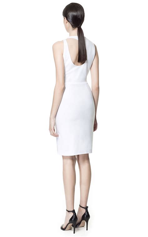 Zara Openback Dress in White | Lyst