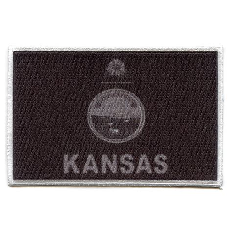 Kansas Patch State Flag Grayscale Embroidered Iron On