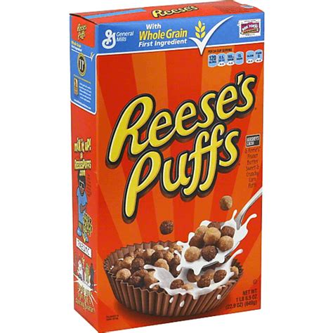 Reeses Puffs Breakfast Cereal, Peanut Butter, 22.9 oz, Family Size Cereal Box | Cereal | Market ...