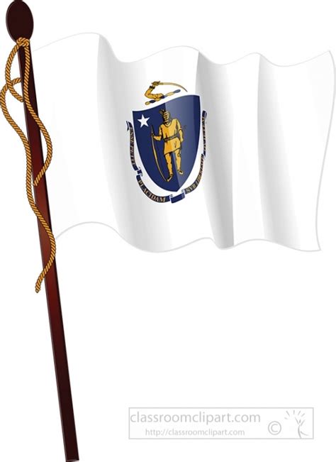 State Flags Clipart-masshusetts flag on a flagpole