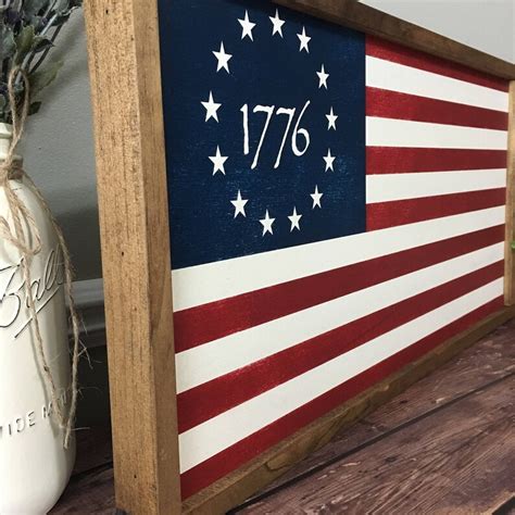 1'x2' Betsy Ross Wooden Flag American Flag Rustic | Etsy