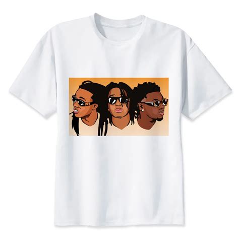 migos T shirt men white t shirt boy tshirt music hip hop man cool t ...