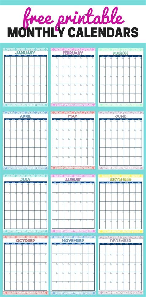 Cute Free Printable Monthly Calendars | Monthly calendar printable, Free printable calendar ...