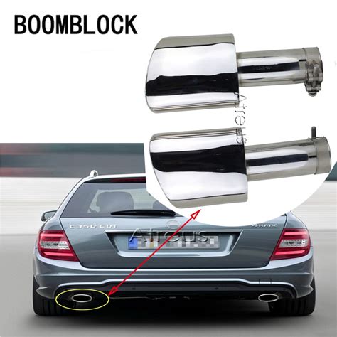 BOOMBLOCK Car Accessories For Mercedes W204 C Class AMG BENZ 5.2cm C Class Exhaust Pipe 304 ...