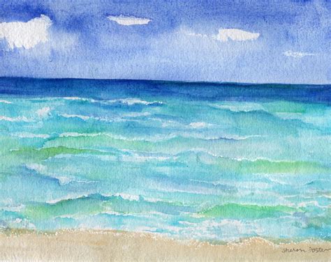 Seascape watercolor painting Original 8 x 10 sea view beach | Etsy