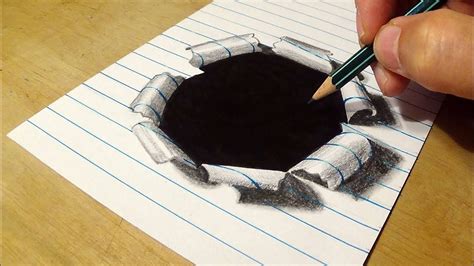 Drawing Black Hole in Line Paper - 3D Art Illusion by Vamos - YouTube | Hole drawing, Illusion ...