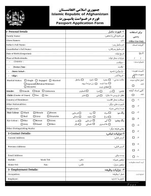 Islamic Republic Of Afghanistan Passport Application Form - Fill Online, Printable, Fillable ...