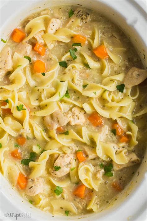 Slow Cooker Creamy Chicken Noodle Soup - The Recipe Rebel