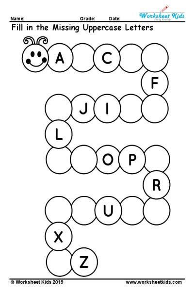 Uppercase missing alphabet worksheet A to Z,#alphabet #missing #up… in ...