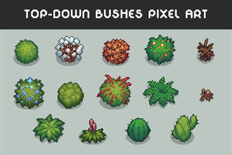 Free Top-Down Bushes Pixel Art Download - CraftPix.net