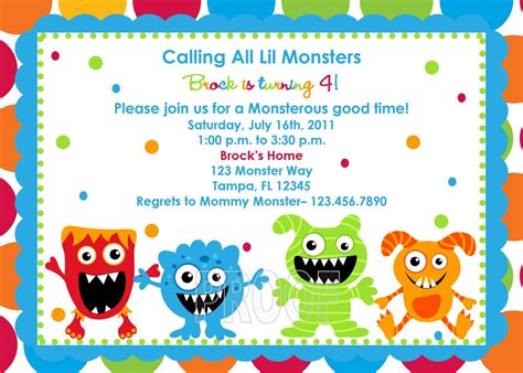 Little Monster – FREE Printable Birthday Invitation Templates – Bagvania