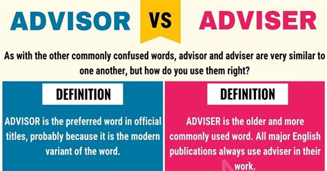 Advisor vs. Adviser: When to Use Adviser vs. Advisor in English • 7ESL