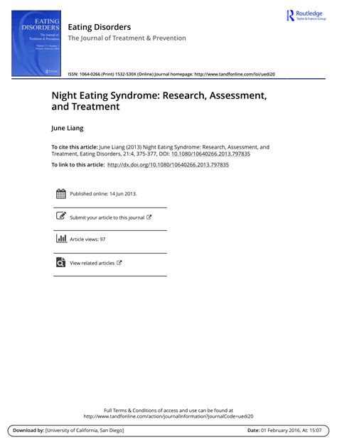 (PDF) Night Eating Syndrome: Research, Assessment, and Treatment