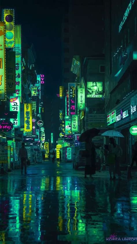 GREEN AESTHETIC | Fond d'écran vert, Paysage futuriste, Ville cyberpunk