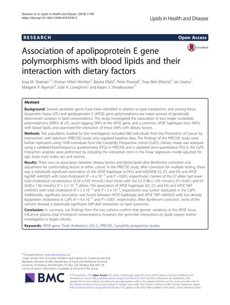 (PDF) Association of apolipoprotein E gene polymorphisms with blood lipids and their interaction ...