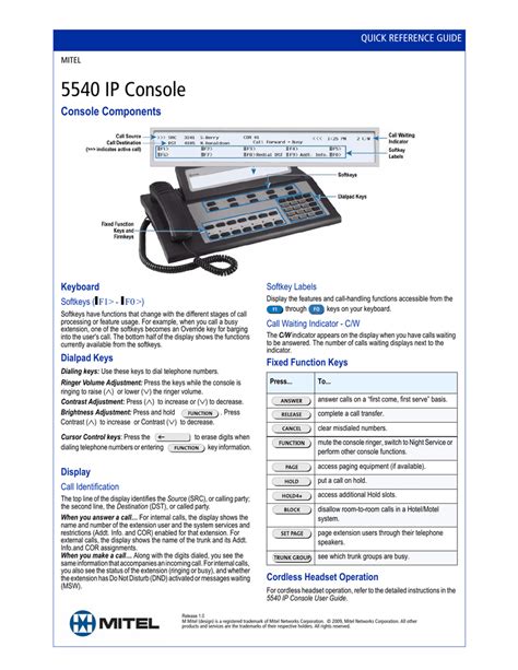 Mitel 3000 Phone System Manual