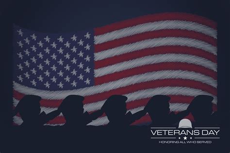 Vector image background for veterans day celebrations with the American flag and copy space area ...