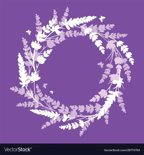 Lavender flowers wreath frame bouquet element vector image on VectorStock | Vector flowers ...